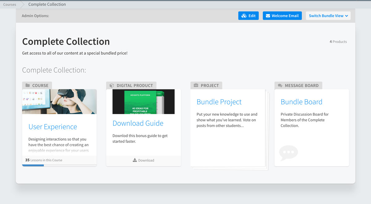 Heights Platform Online Course Content Bundle Feature