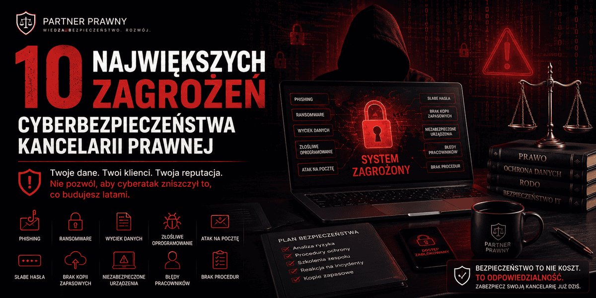 10 największych zagrożeń cyberbezpieczeństwa kancelarii prawnej