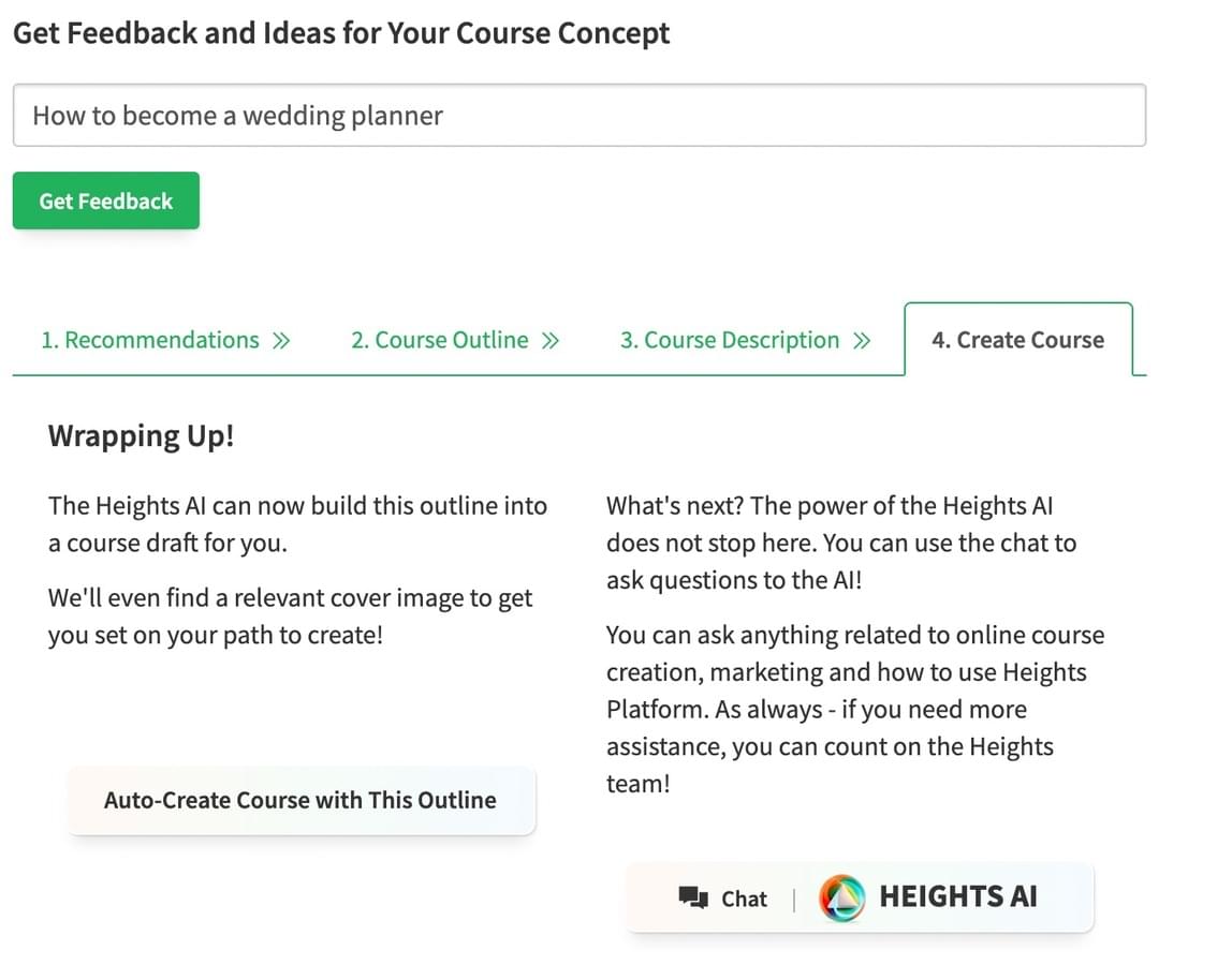 Ai to create an online course Heights Platform AI