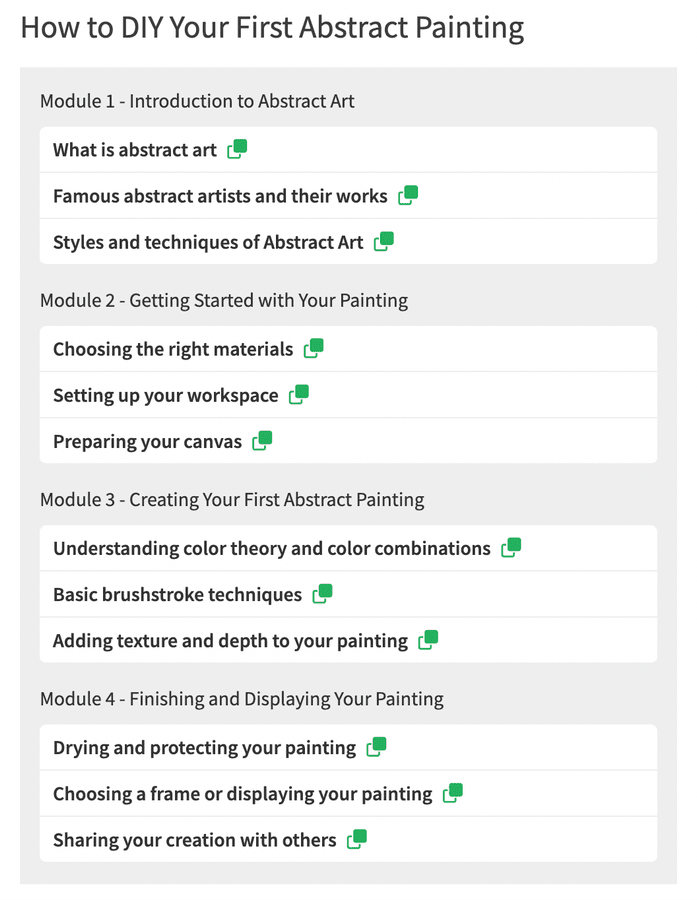 Ai to create an online course outline