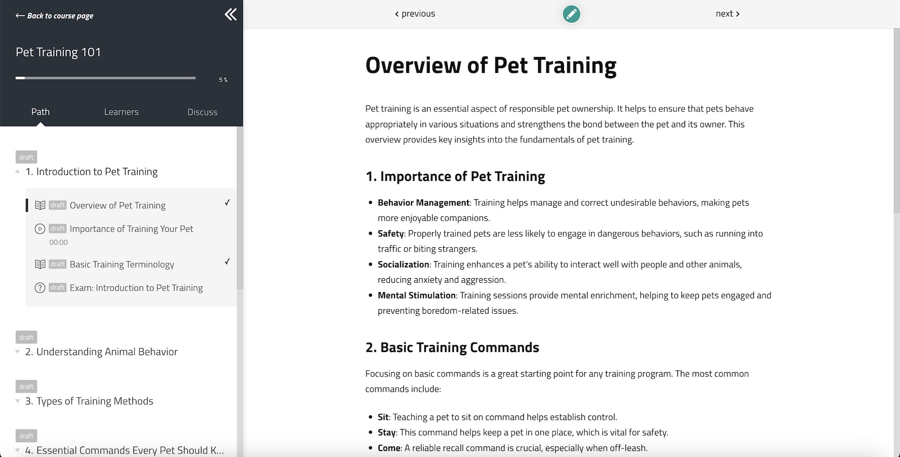 LearnWorlds lesson