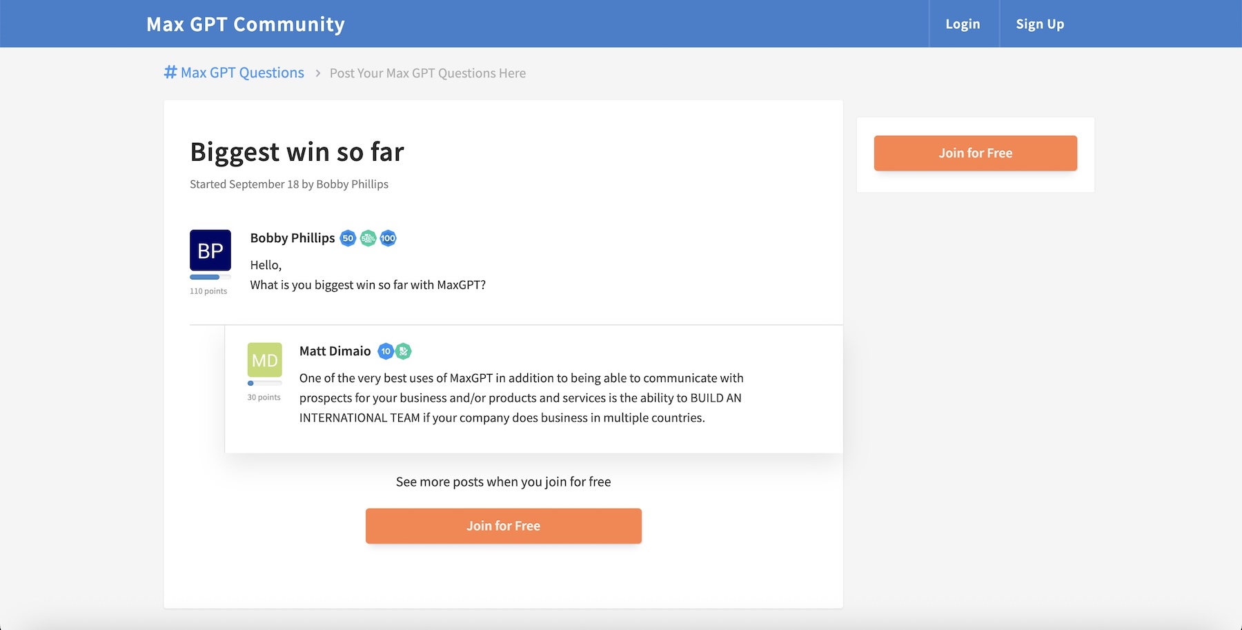Max Steingart Community Screenshot