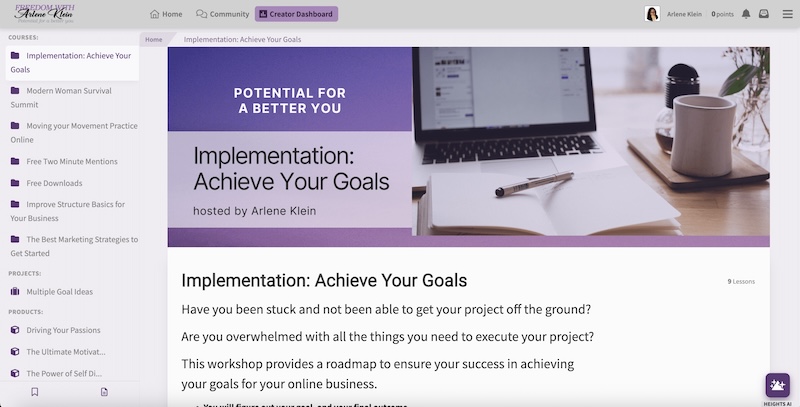 Real-life life coaching course example
