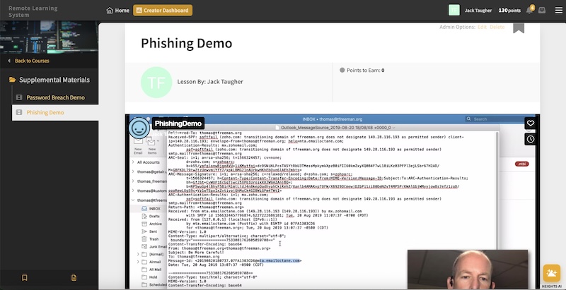 Real-life cybersecurity course example