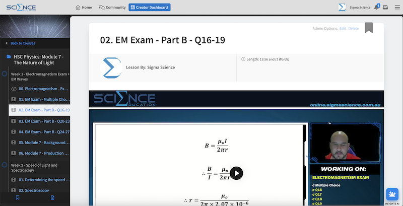 Real-life test prep course example