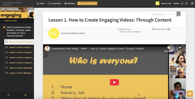 Real-life video production course example