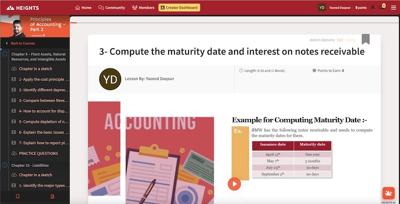 Real-life accounting course example