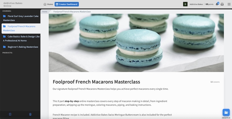 Real-life baking course example