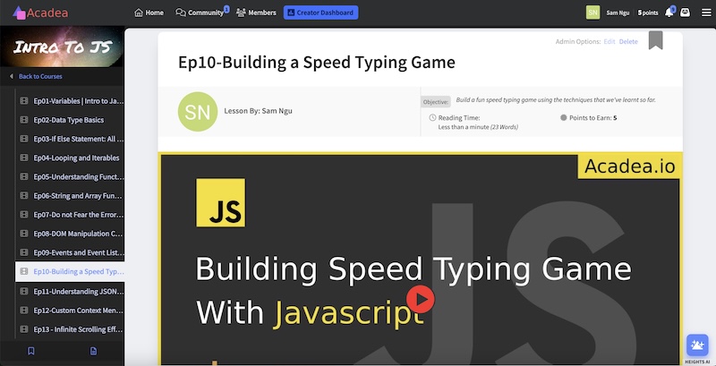 Real-life app development course example