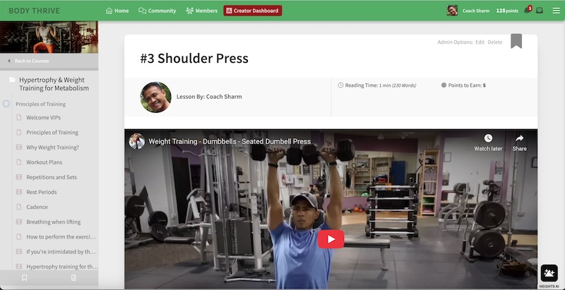 Real-life fitness course example