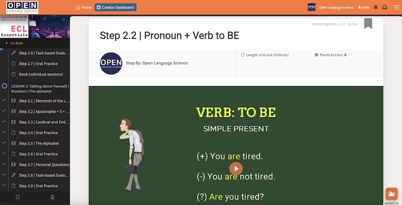 Real-life language learning course example