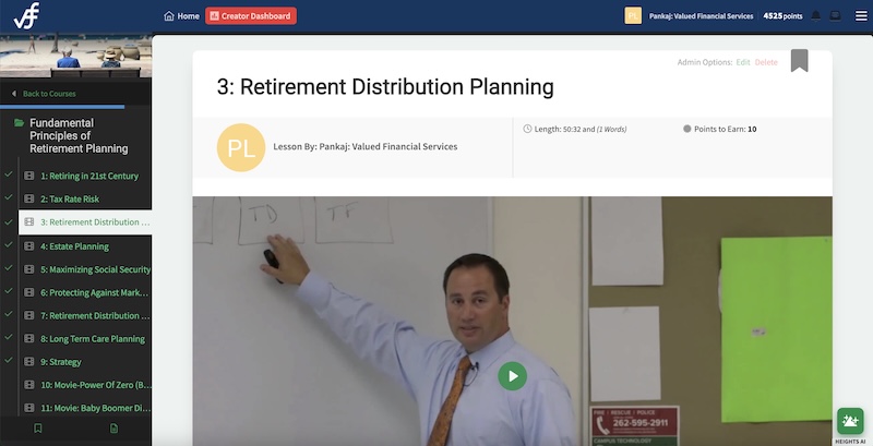 Real-life retirement planning course example
