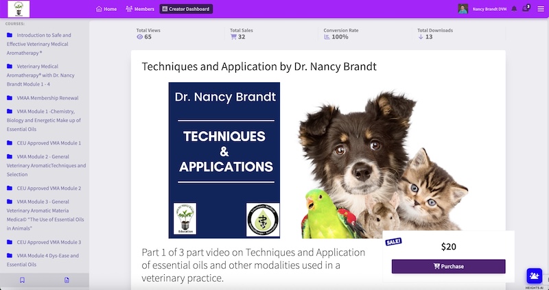 Real-life veterinary course example